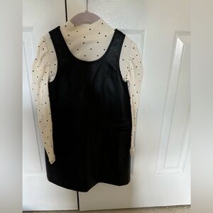 Gap Faux leather black  jumper with polka dot mock turtle neck